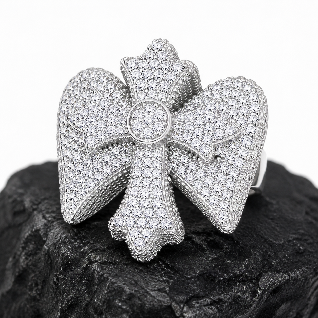 Iced Out Wing Iris Ring