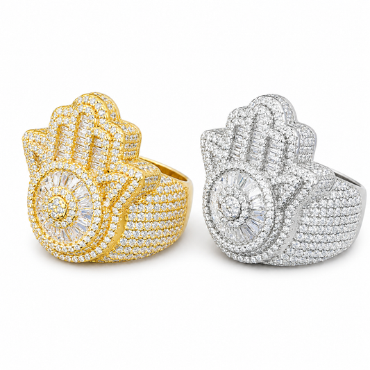 Baguette Hamsa Hand Ring