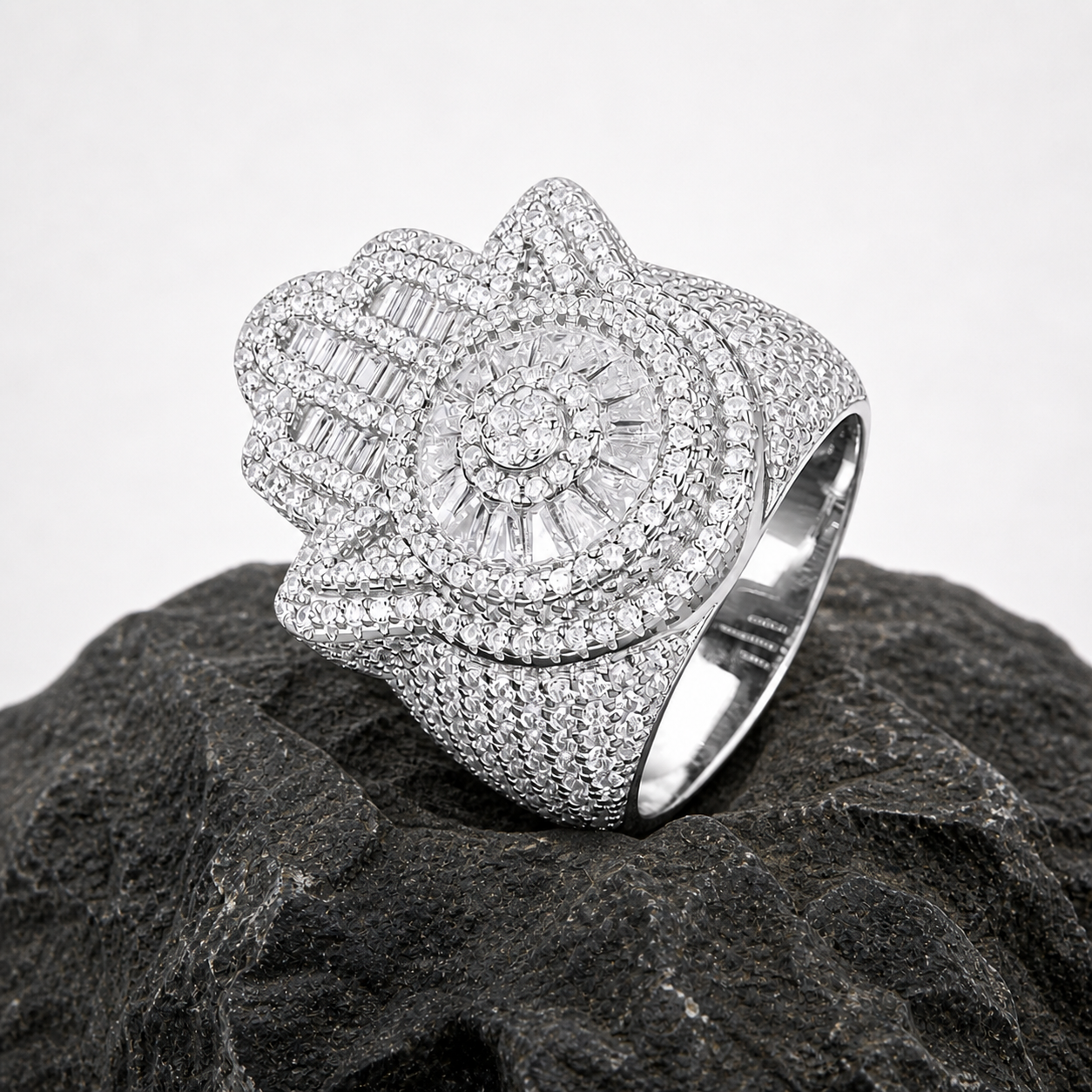 Baguette Hamsa Hand Ring