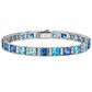 6.5mm Gradient Blue S925 Asscher Cut Tennis Bracelet