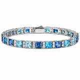 6.5mm Gradient Blue S925 Asscher Cut Tennis Bracelet