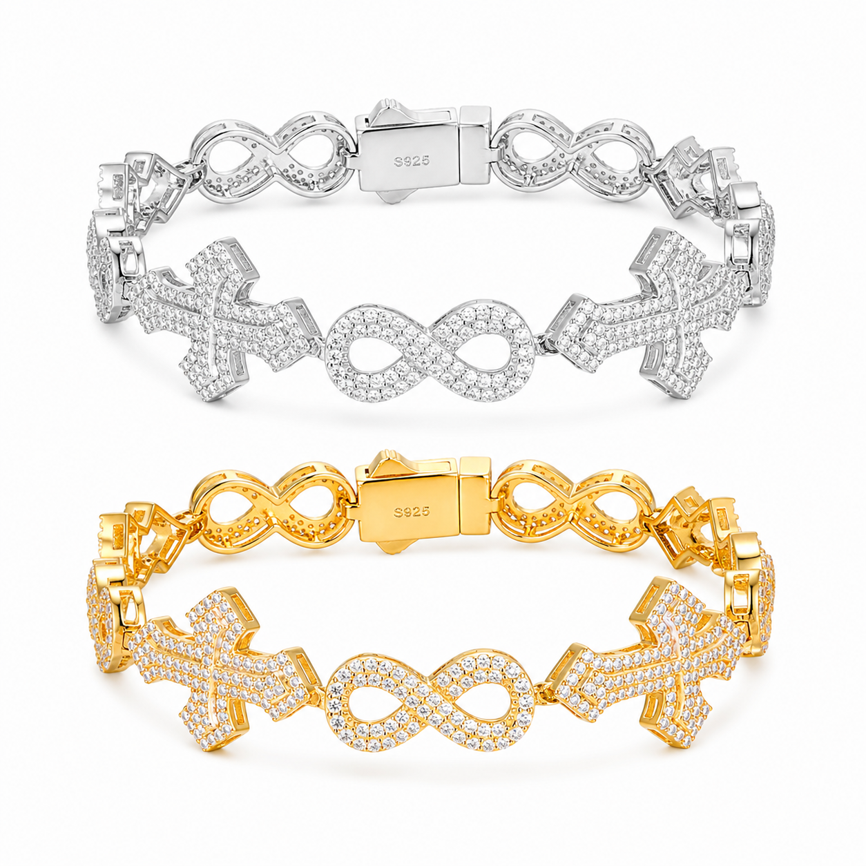 15mm Infinity Cross Cuban Link Bracelet