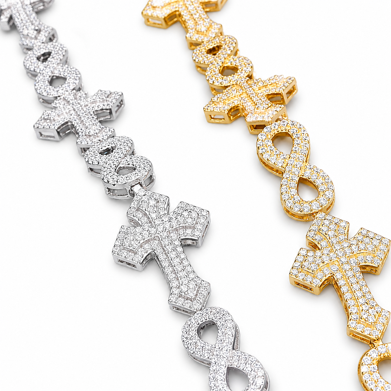 15mm Infinity Cross Cuban Link Bracelet