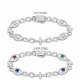 10mm Infinity Cross Evil Eye Cuban Bracelet