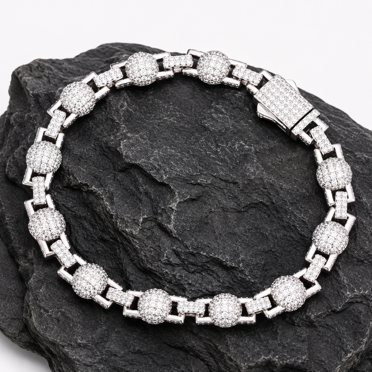 7mm Iced Out Bead Bracelet