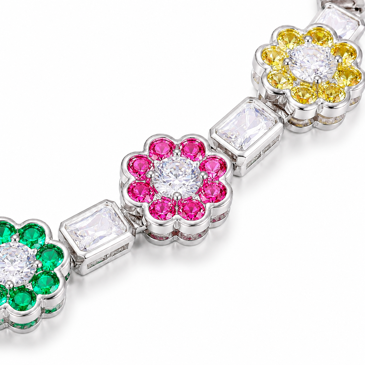 12mm CZ Flower Tennis Bracelet