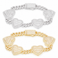 6mm Baguette Heart Cuban Link Bracelet