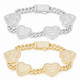 6mm Baguette Heart Cuban Link Bracelet