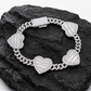 6mm Baguette Heart Cuban Link Bracelet
