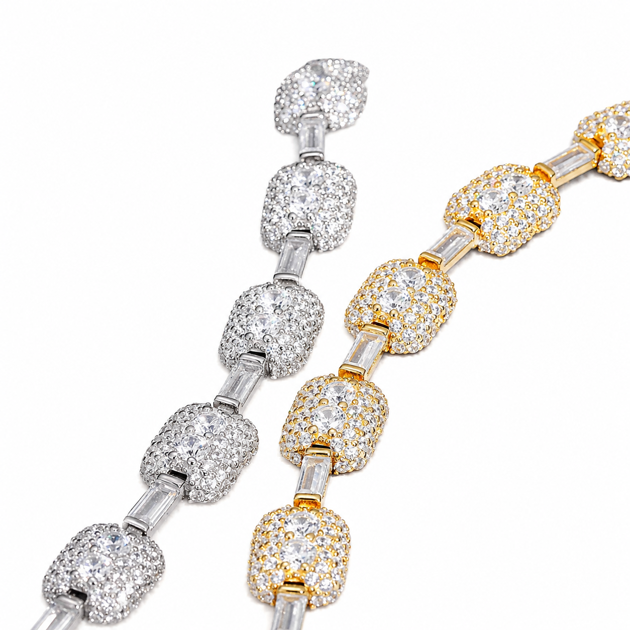 7mm Baguette Moissanite Link Bracelet