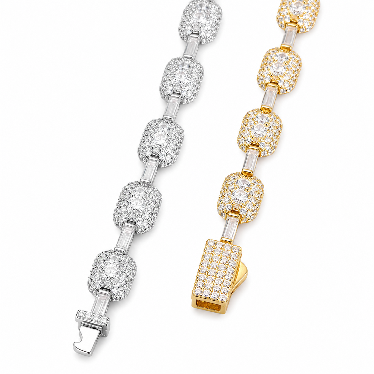 7mm Baguette Moissanite Link Bracelet