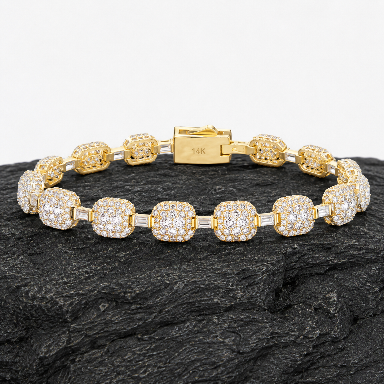 7mm Baguette Moissanite Link Bracelet