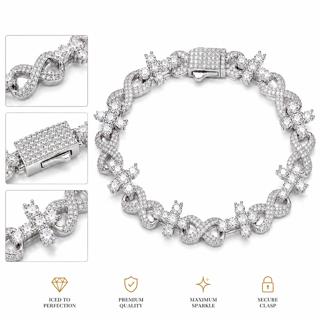 10mm Infinity Mixed Cross Bracelet