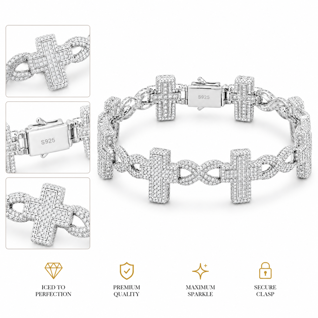 8mm Infinity Cross Cuban Link Bracelet
