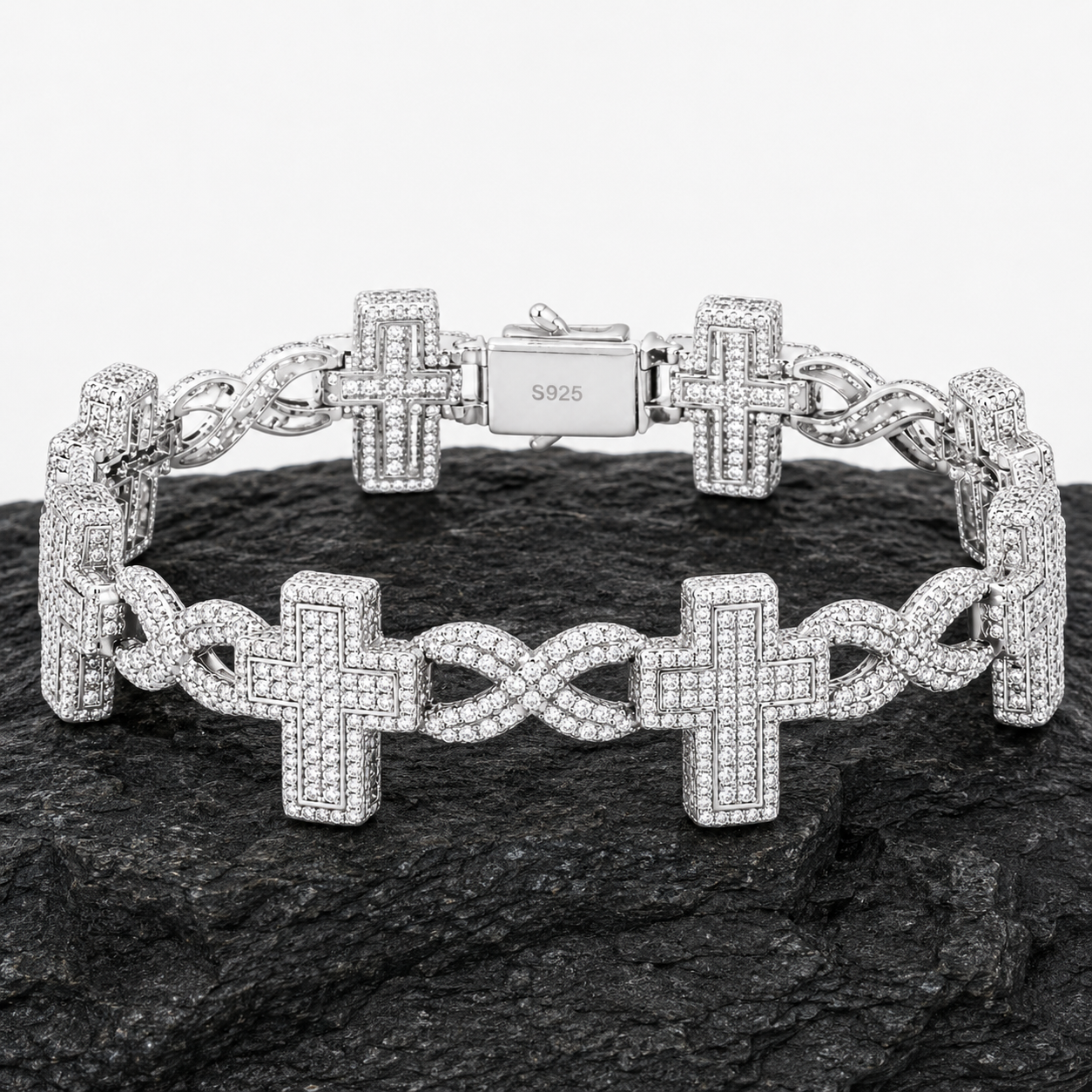 8mm Infinity Cross Cuban Link Bracelet