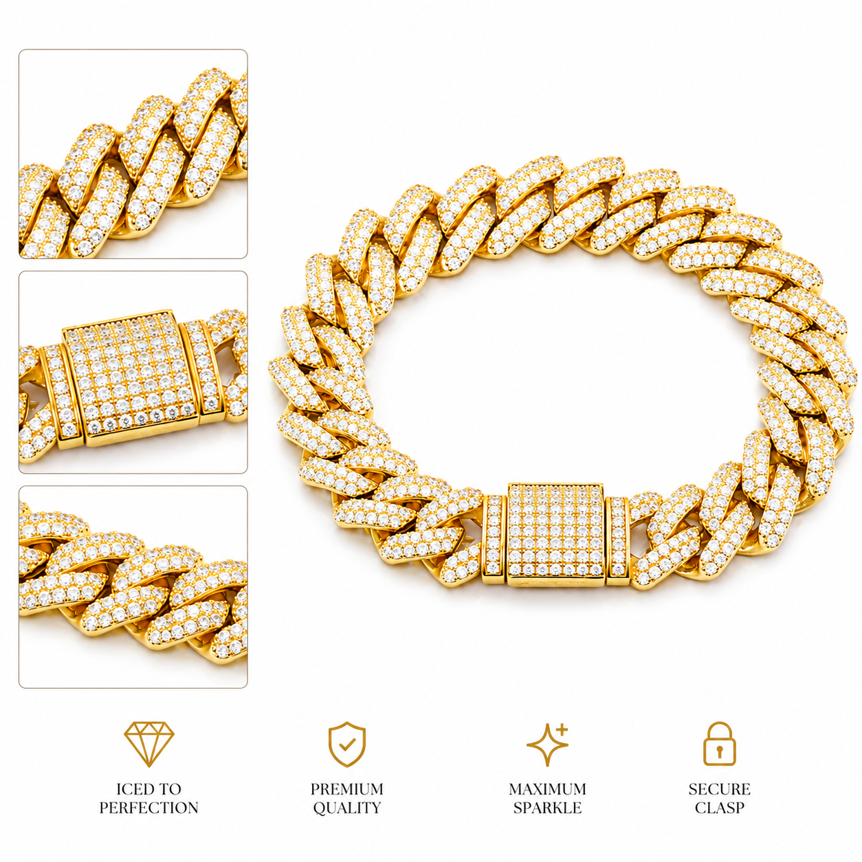 14mm 2 Rows Cuban Link Bracelet