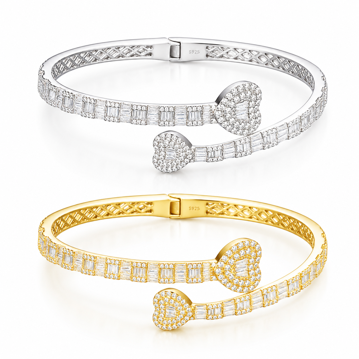 5mm Baguette Heart Bracelet Bangle
