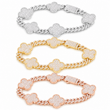 6mm Four Leaf Clover Cuban Link Bracelet