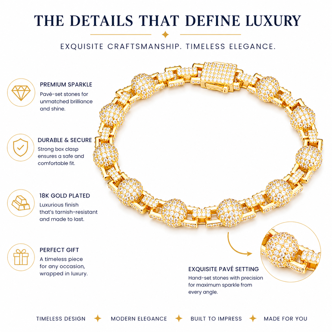 7mm Iced Out Bead Bracelet