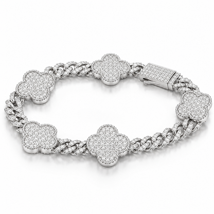 6mm Four Leaf Clover Cuban Link Bracelet