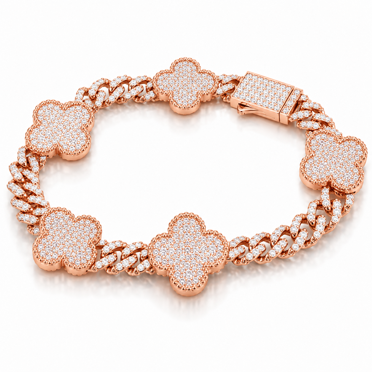 6mm Four Leaf Clover Cuban Link Bracelet