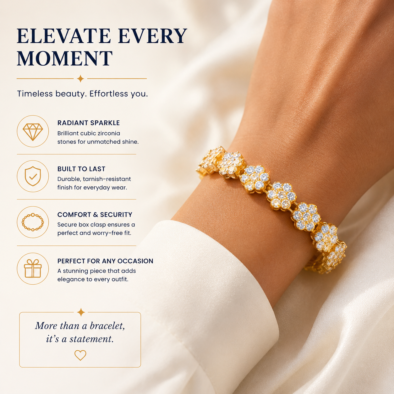 9mm Cluster Flower Tennis Bracelet