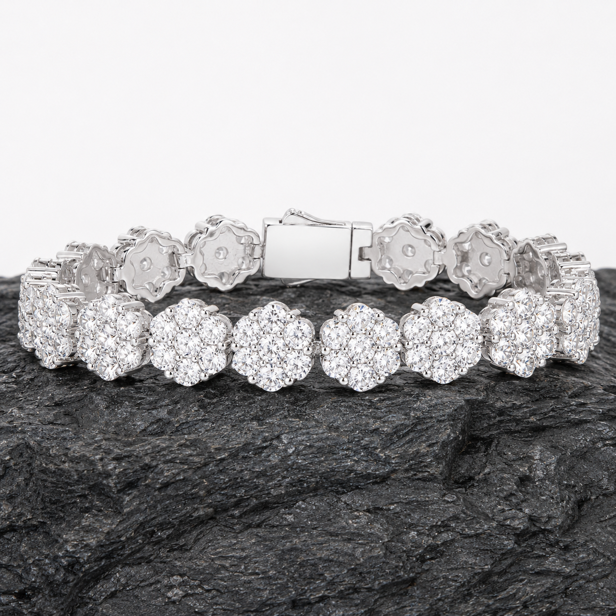 9mm Cluster Flower Tennis Bracelet