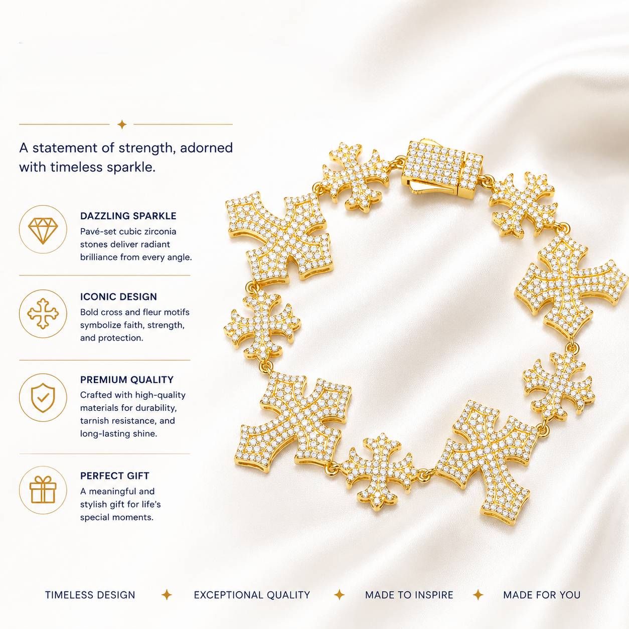 13mm Cross Link Bracelet