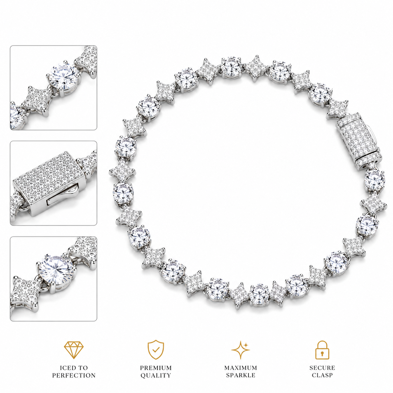 6mm 8mm Star Halo Tennis Bracelet