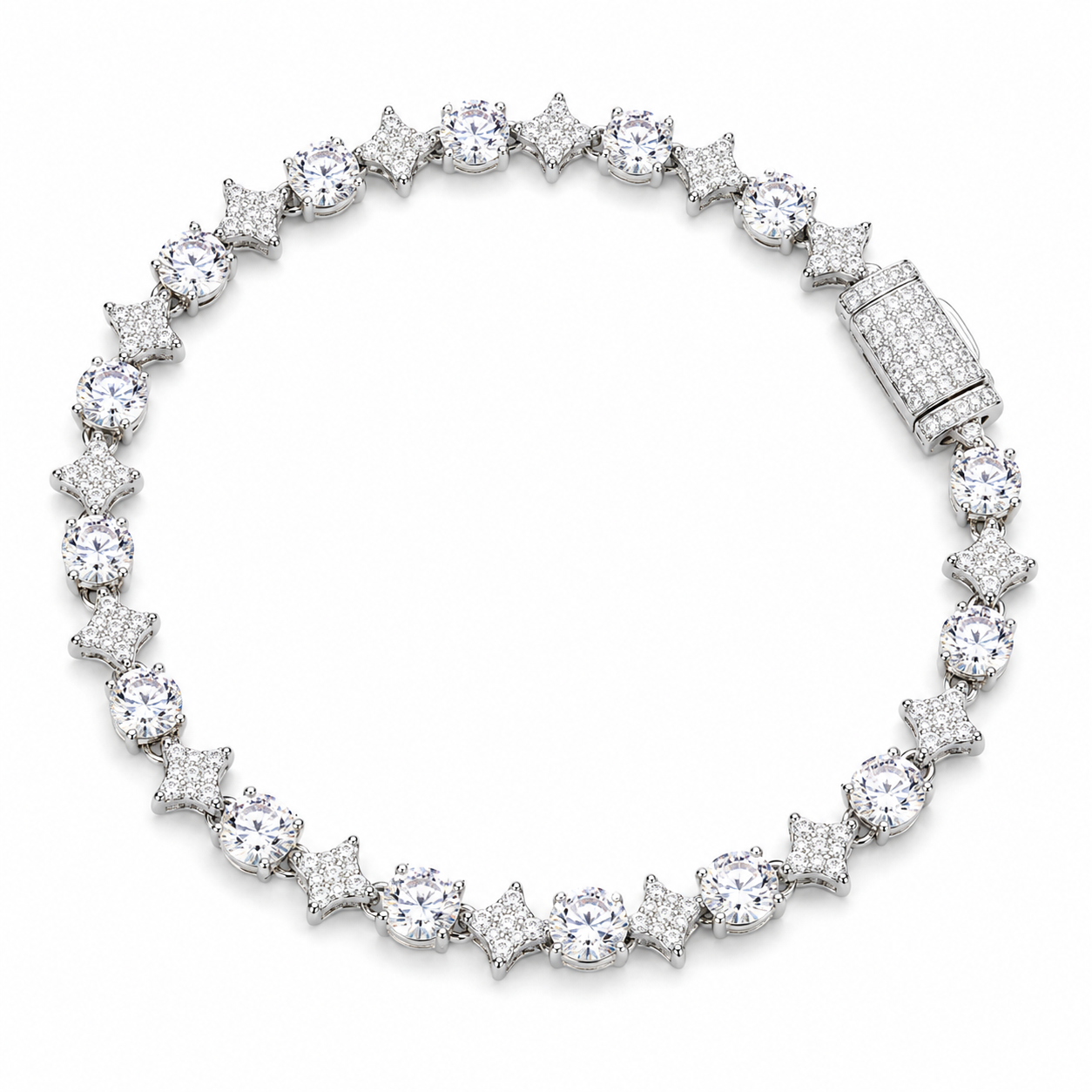 6mm 8mm Star Halo Tennis Bracelet