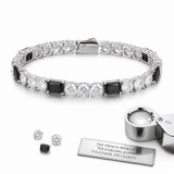 White Moissanite Mix Black CZ Cluster Tennis Bracelet