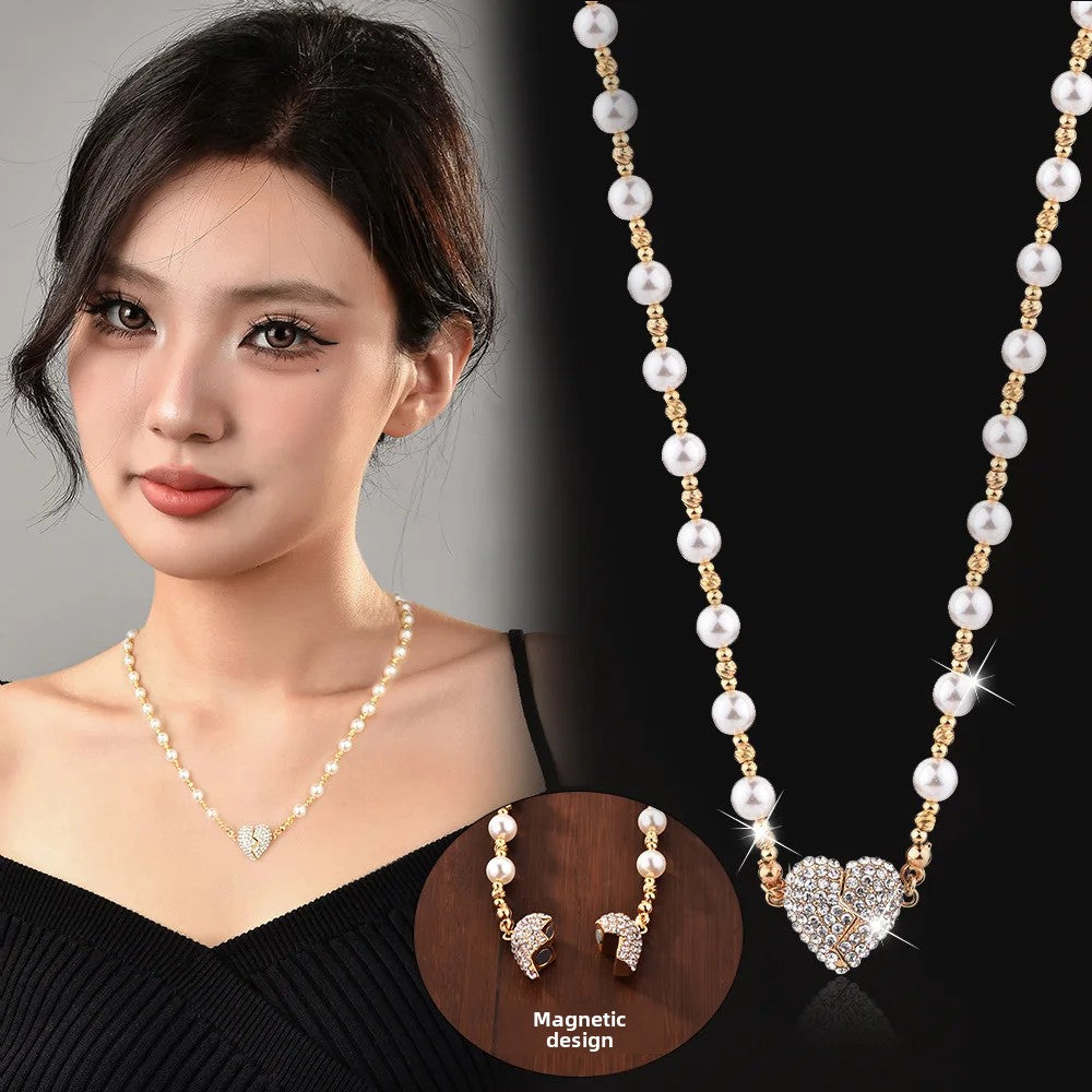 Elegant Heart Pearl Necklace