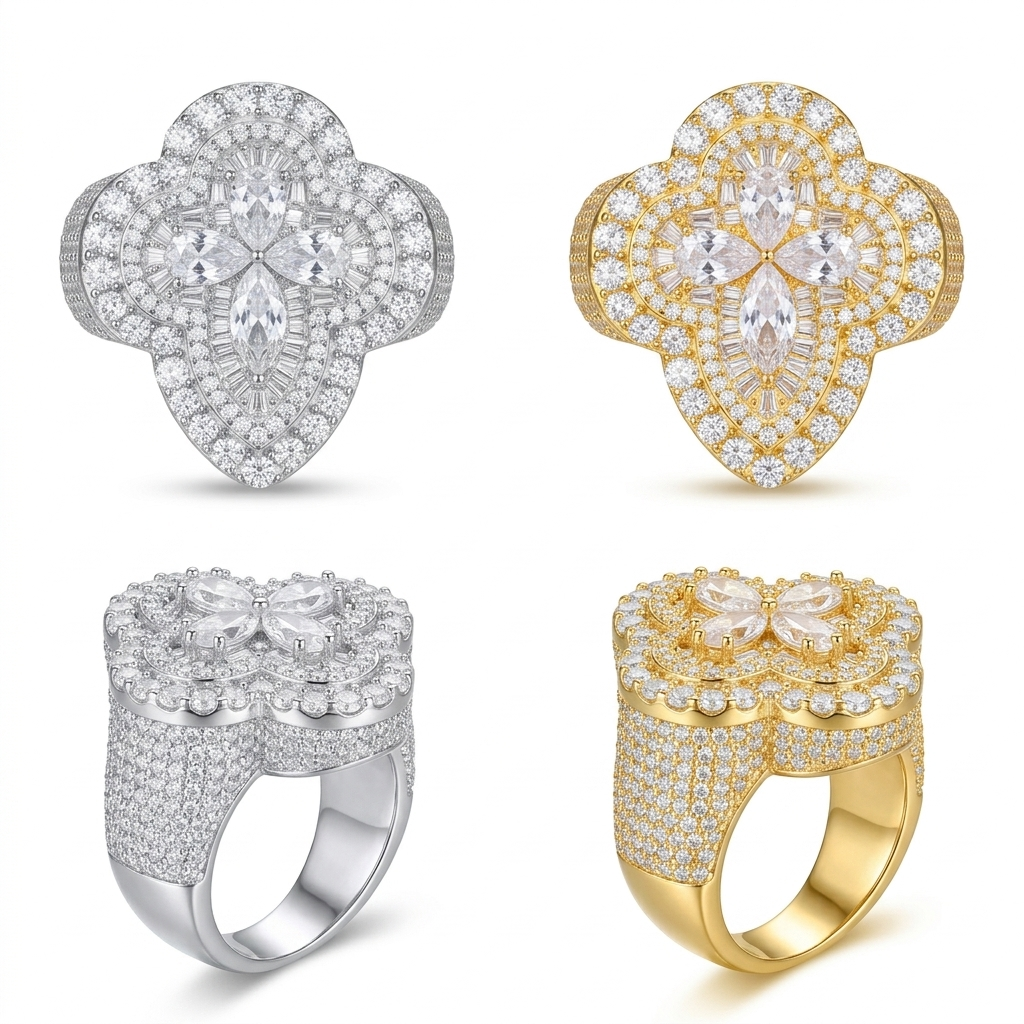 Pear Cut Clover Engagement Ring