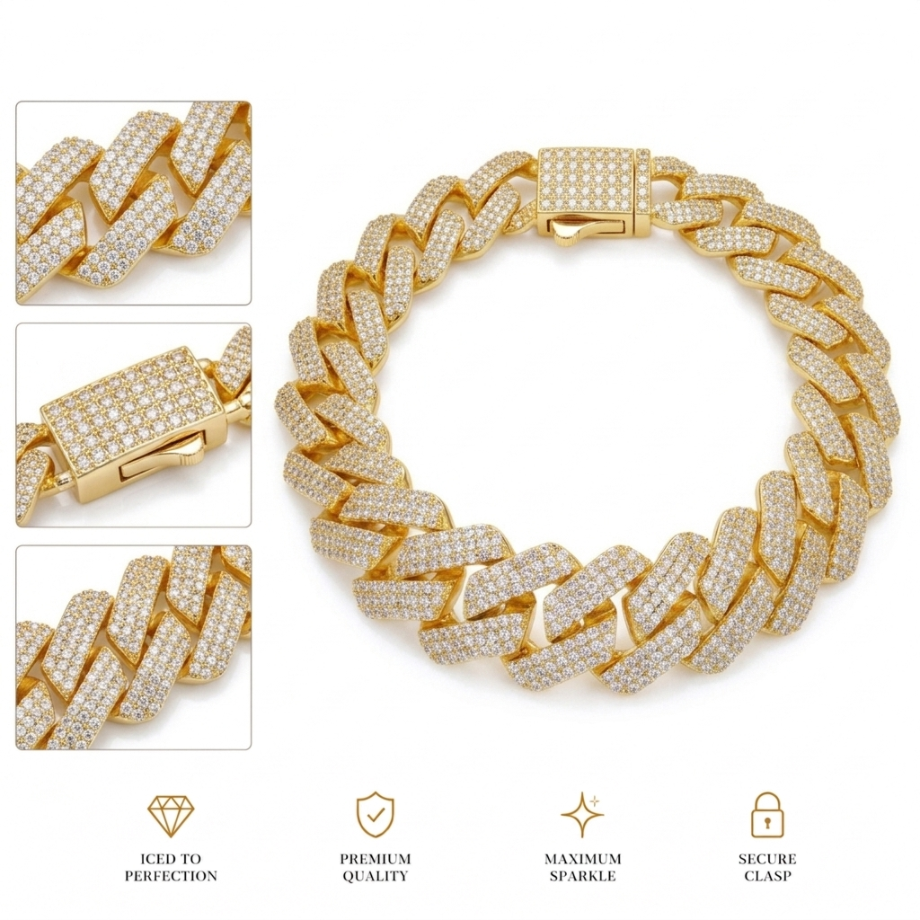 20mm 3 Rows Cuban Link Bracelet