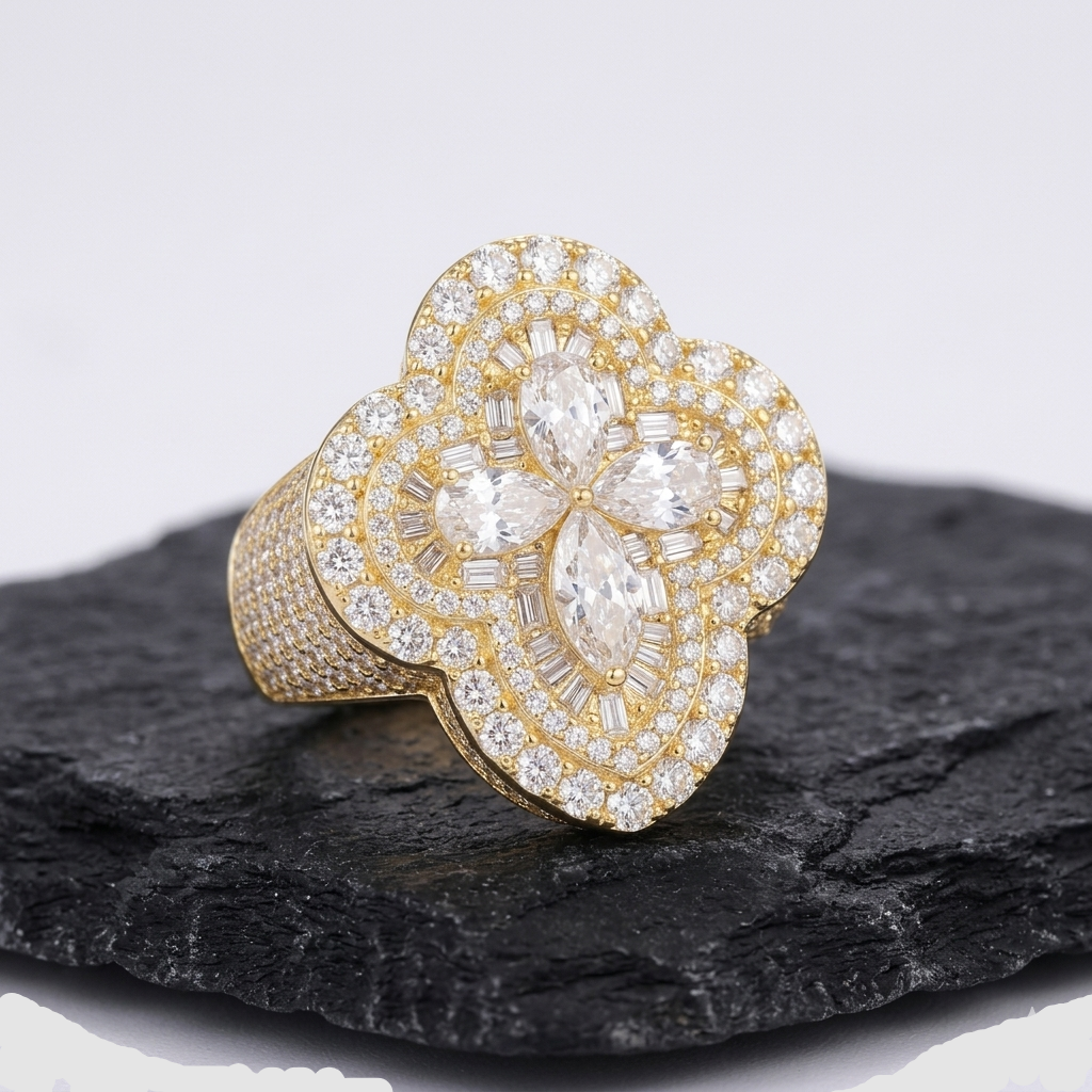 Pear Cut Clover Engagement Ring