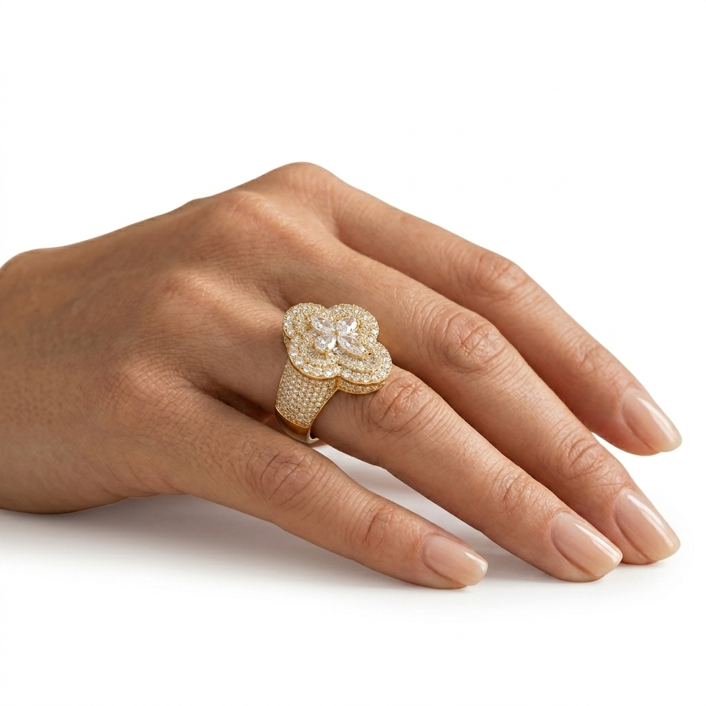 Pear Cut Clover Engagement Ring