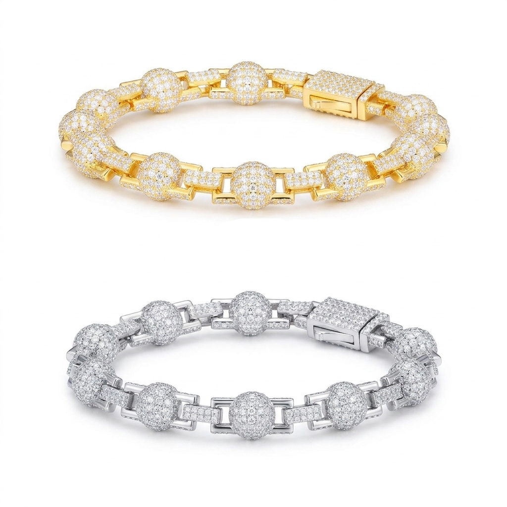7mm Iced Out Bead Bracelet