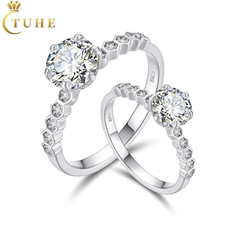 925 Sterling Silver VVS Moissanite Diamond Ring