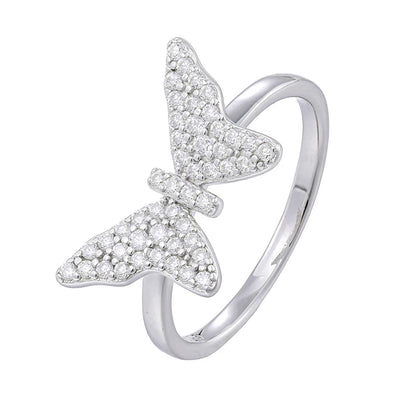 925 Sterling Silver VVS Moissanite Gemstone Butterfly Ring