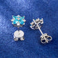 Blue Pear Cut CZ Four Leaf Clover Earrings VVS Moissanite Lucky Studs Ear