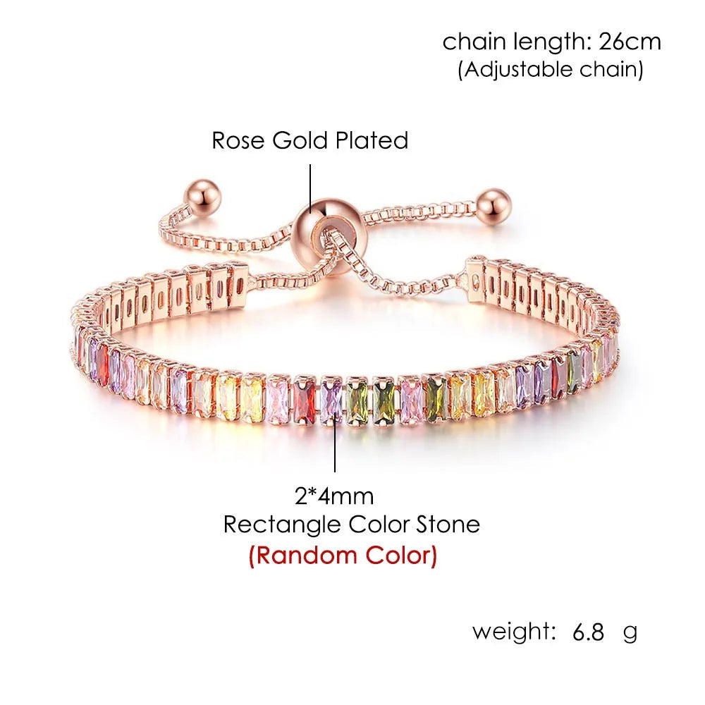 Rainbow Cubic Zirconia Tennis Bracelet