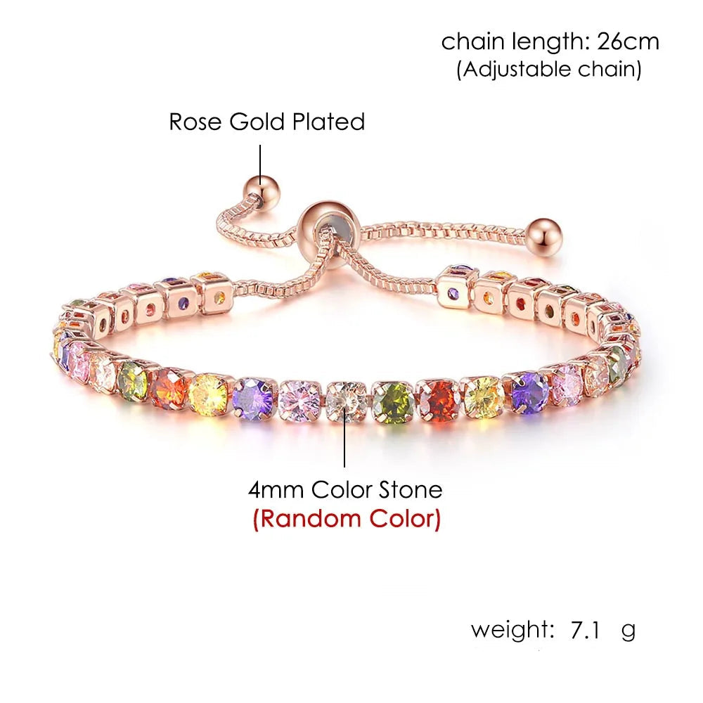 Rainbow Cubic Zirconia Tennis Bracelet