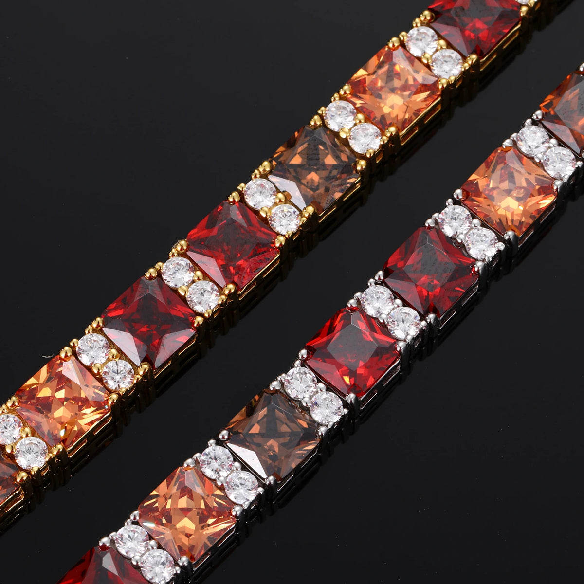 925  Moissanite Diamond Princess Cut Mocha Mousse Bracelet
