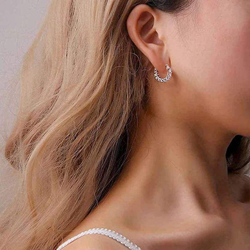 Paved Crystal Hoop Earrings