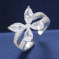 925 Sterling Silver Pear Cut 5A Cubic Zirconia Ice Out Butterfly Ring