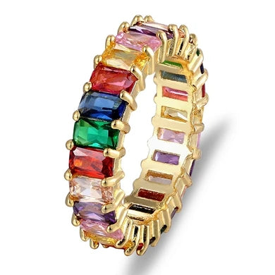 Rainbow Baguette Crystal Ring