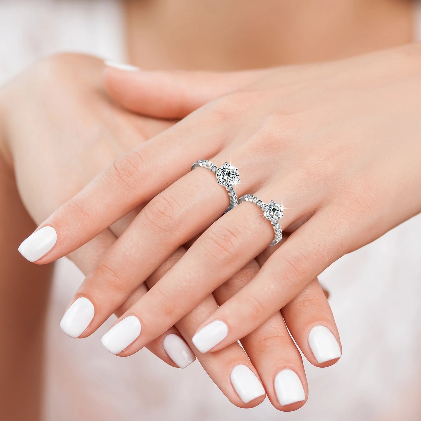 925 Sterling Silver VVS Moissanite Diamond Ring
