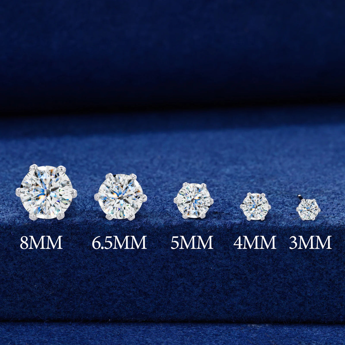 Gold-Plated Moissanite Diamond 6-Prong Solitaire Stud Earrings