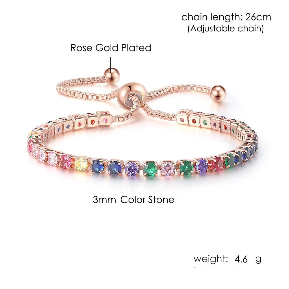Rainbow Cubic Zirconia Tennis Bracelet