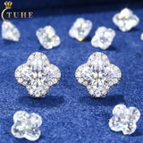 Four Leaf Clover Stud Earrings Moissanite Diamond Ice Out